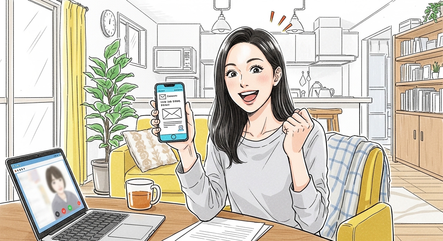 女性が喜んでいる姿